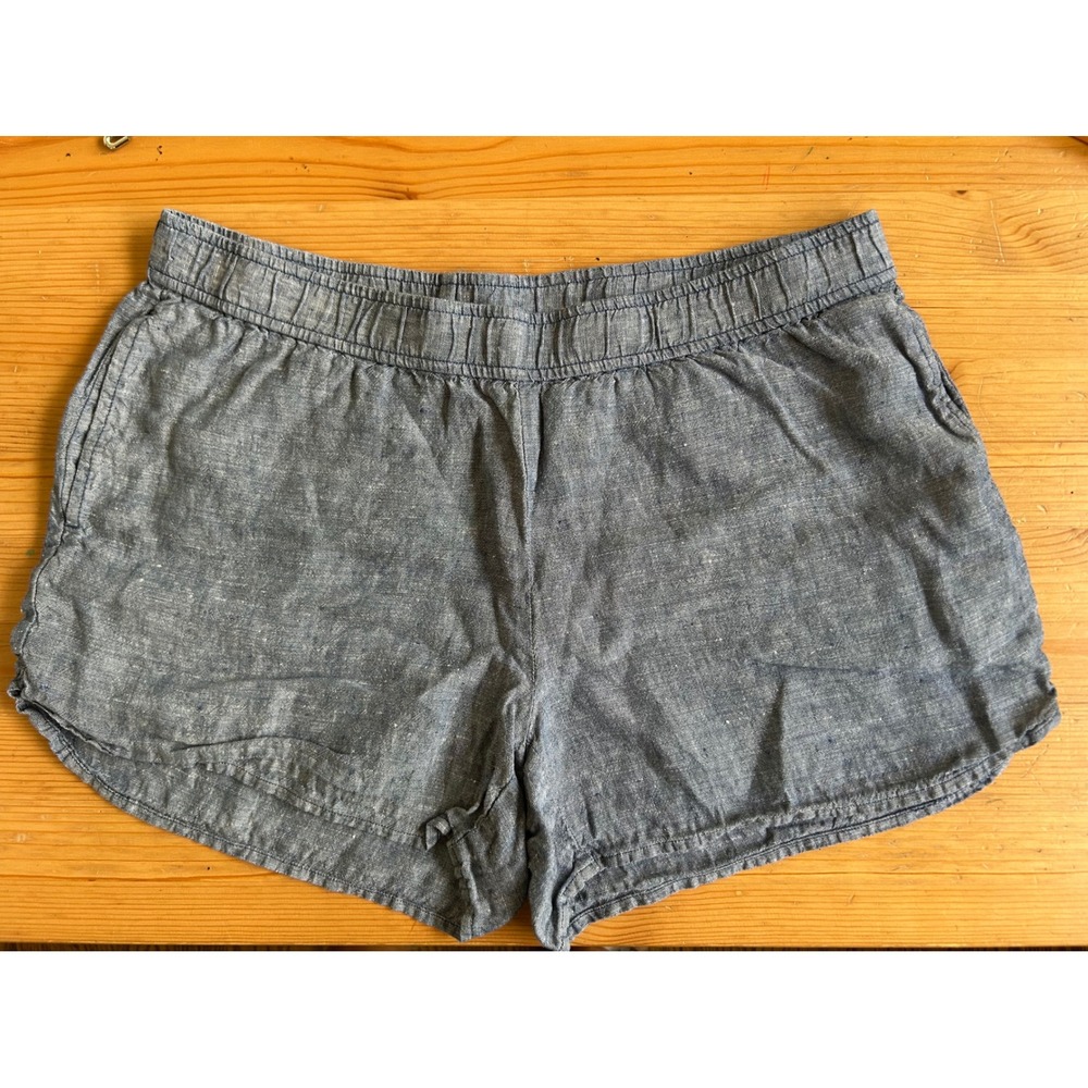 Vineyard Vines Women S Blue Chambray 100% Linen Coastal Beachy Pull On Shorts